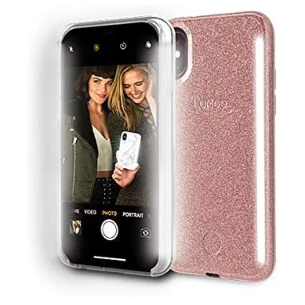 LuMee DUO Rose Gold Glitter Light Phone Case